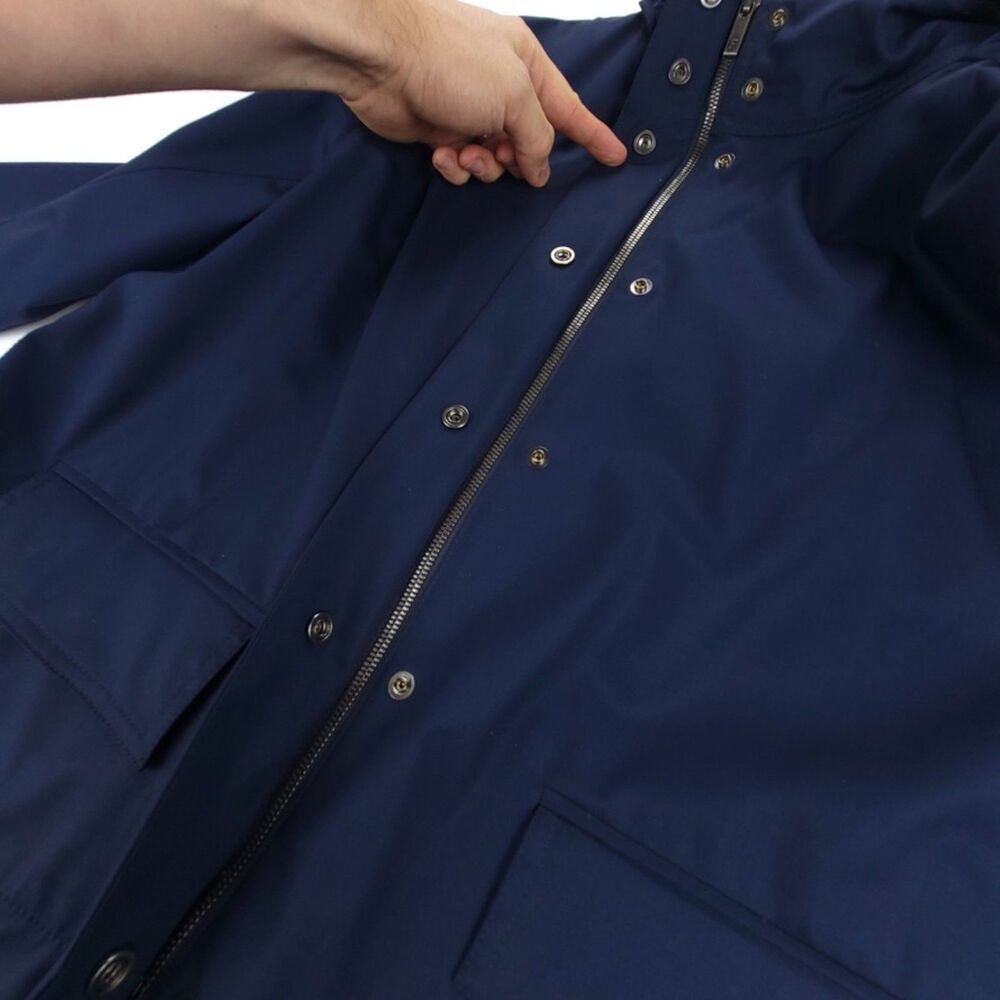 NEW Faconnable Wool Parka Trench Coat Hooded Jacket Quiet Luxury Large Navy Blue - Picture 10 of 14
